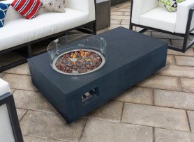 Mesa de fuego a gas - mesa de hormigón con chimenea de lujo para exterior - 142x80cm MATADOR gris oscuro
