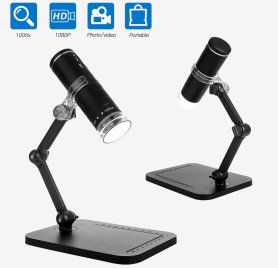 Mikroskop na mobil - Mikroskopy digitálne 1000x s FULL HD + Wifi (iOS / Android) + 8x LED