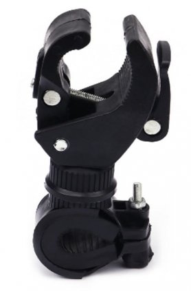Rotating bicycle holder for objects such as a flashlight/camera with a diameter from 16 mm to 43 mm