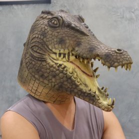 Maschera da coccodrillo - Maschera per la testa in silicone Alligatore (Croc) per bambini e adulti