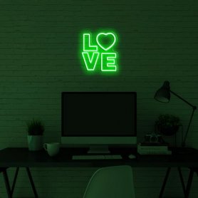 Neonska LED reklama na zidu - 3D logo LOVE 50 cm
