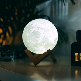 Lampu malam bulan galaksi 3D menyala lampu sentuh (diterangi)