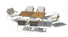 Dārza ēdamistabas komplekts - Luksusa dārza mēbeles - galdu un krēslu komplekts 6 personām