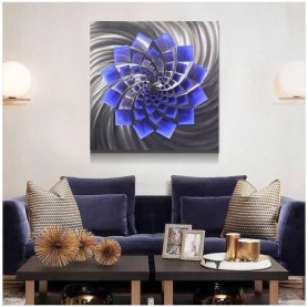 Pinturas metálicas na parede (alumínio) LED retroiluminado RGB 20 cores -Design flor 50x50cm