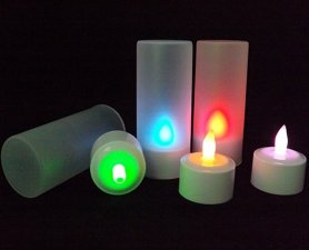 Святлодыёдныя каляровыя свечкі RGB электрычныя з пультам дыстанцыйнага кіравання