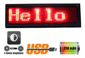 Badge ng pangalan ng LED - Pula 9,3 cm x 3,0 cm