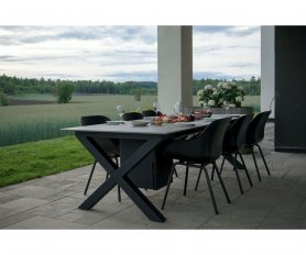 Table à manger avec cheminée encastrable en pierre Neolith 2 en 1 - Table d'extérieur de luxe