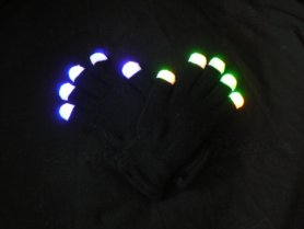 LED светящиеся  перчатки – черные