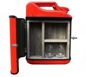Porta bidones - Bidón de gasolina metálico ROJO Minibar de ginebra de 20L en bidón Bidón