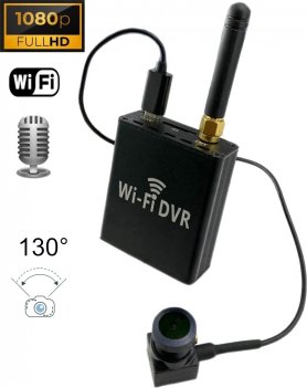 Câmera pinhole grande angular FULL HD 130° ângulo + áudio - Módulo Wifi DVR para monitoramento ao vivo