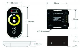 Fehér hőmérséklet és fényerő távirányító a LED-es fénycsíkhoz