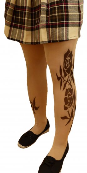 Meia-calça tatuagem - Rosa