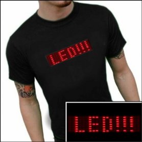 T-shirt LED dengan paparan scrooling - merah