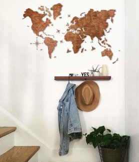 Wall maps wooden - color oak 150 cm x 90 cm