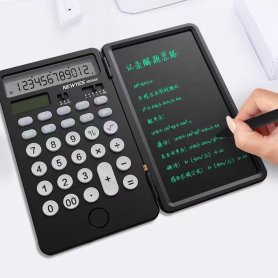 Solar calculator with notepad 6,5" LCD scientific + writing pen (foldable)