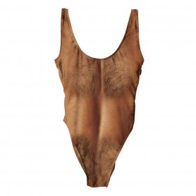 Maillot de bain poilu avec imprimé de corps masculin - marron clair