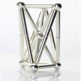 Magnetische staven met ballen - zilver