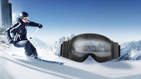 स्की और स्नोबोर्ड काले चश्मे के साथ HD कैमरा और ब्लूटूथ