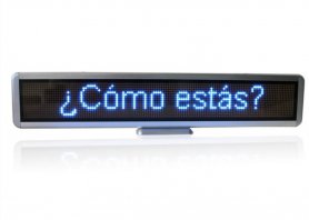 Panneau LED portable avec texte défilant 56 cm x 11 cm - bleu