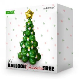 Ballontræ - oppusteligt ballonjuletræ (66 juleballoner) - Hvid/grøn op til 195 cm