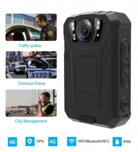 BODYCAM - kroppskamera med 4K-upplösning med IP68 + 4G/NFC/WIFI/BT-stöd + 64GB + 4 IR-lysdioder