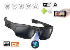 Sunglasses spy camera WiFi (iOS/Android) + glasses 2K video resolution + IP22 waterproof