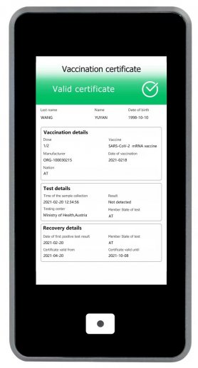 Scanner Green Pass - lettore di codici QR digitali per certificati COVID UE