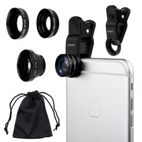 Objectifs pour appareils photo mobiles universels SET 3 en 1 - Fisheye + Macro + Wide (grand angle)