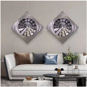 Pintura de arte de parede de metal 3D - Iluminar em 20 cores RGB - Círculo 50x50cm