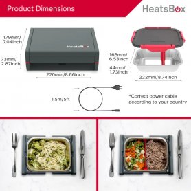 Kotak makan siang pemanas listrik - kotak makanan berpemanas portabel (aplikasi seluler) - HeatsBox PRO