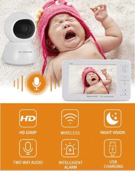 Nanny Camera Wireless SET - Moniteur vidéo pour bébé 4,3 "LCD + 1080p avec LED IR