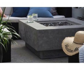 Foyer extérieur + table (foyers au gaz de luxe sur la terrasse) en béton coulé