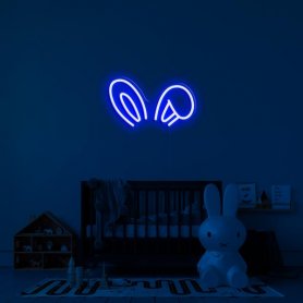 Neoon LED sildid seinal - 3D valgustusega logo BUNNY 50 cm