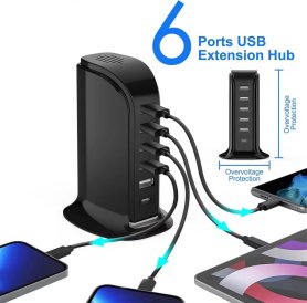 Nabíjacia stanica USB s kamerou Wifi s P2P (Android / iOS) - 6 portov nabíjacích USB