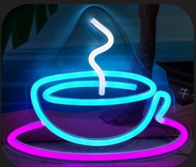 Coffe (Šálka kávy) - Svietiaca LED neon reklama na stenu visiaca