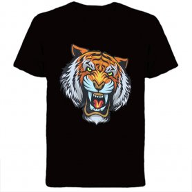 LED marškinėliai - Tiger (Head) švytintys + mirgantys marškinėliai