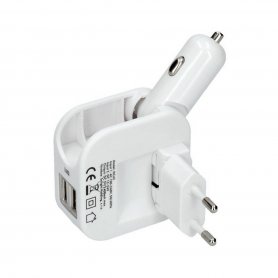 Universal USB adapter sa kotse at kuryente 5V 2400mA + 2xUSB