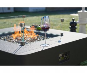 Gartencouchtisch für die Terrasse + Gaskamin 2 in 1 - Dunkelgrau