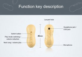 Perakam suara mini - peranti rakaman audio pengintip suara VOX diaktifkan - Peanut (memori 16GB)