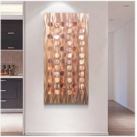 Steel wall art - Metal (aluminum) - LED light up sa 20 RGB na kulay - Dahon 50x100cm
