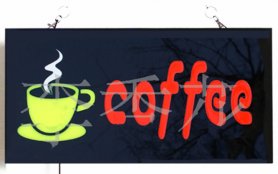 Annoncering LED-panel "KAFFE" 43 cm x 23 cm