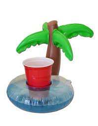 Pool holder inflatable floating for cups - Palm tree