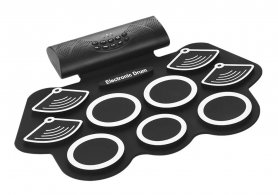 Kit drum listrik pada bantalan silikon dengan 9 drum + speaker Bluetooth