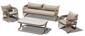 Zahradní sestava - luxusní a moderní sedací souprava do zahrady/terasu pro 4 osoby - Denum