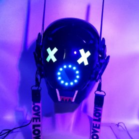 LED Rave šalmas – Cyberpunk Party 4000 su 12 įvairių spalvų šviesos diodų