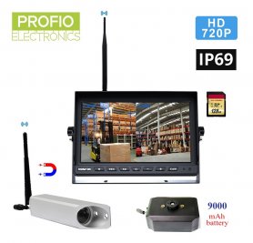 フォークリフト カメラ システム ワイヤレス キット (Wi-Fi セット) - 録画機能付き LCD モニター + 720P HD カメラ + 9000 mAh バッテリー
