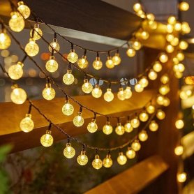 Guirnalda de luces solares para exterior - 100 bombillas LED alimentadas por energía solar - Iluminación LED para jardín - 12 m