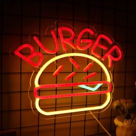 Burger - Reklamný svietiaci LED neonový pútač (nápis - logo)
