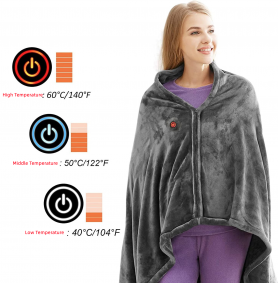 Electric heated blanket - thermo warming poncho - 3 temperature levels up to 60°C