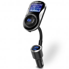 Langaton FM-lähetin, jossa Bluetooth-puhelut ja MP3 / WMA-dekooderi + 2x USB-autolaturi